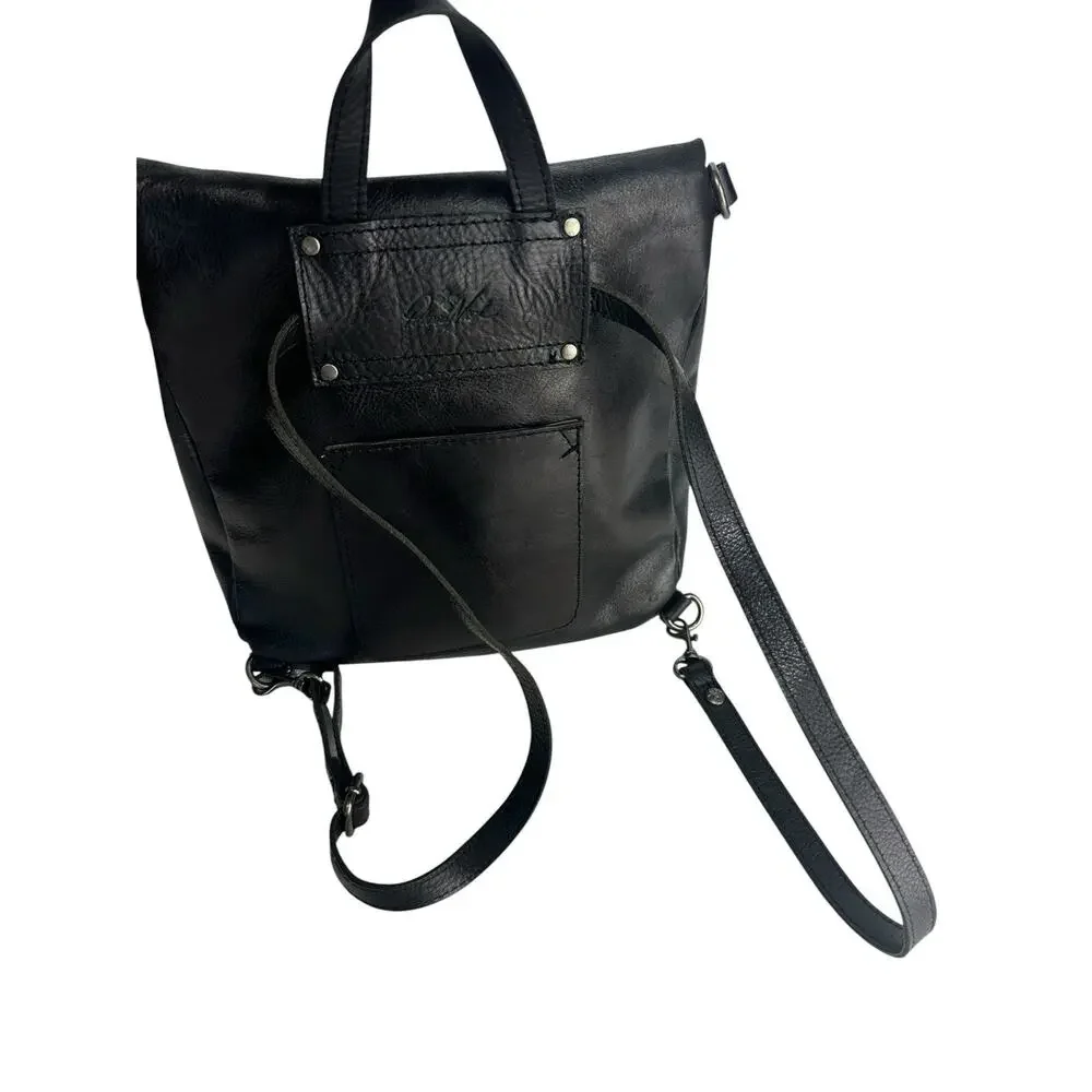 Patricia Nash Luzille Heritage Black Leather Backpack Purse